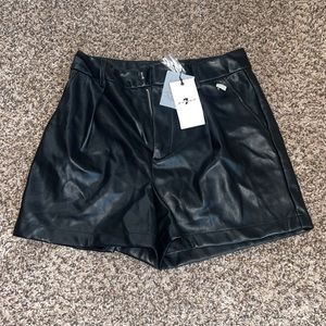 Black pleather shorts